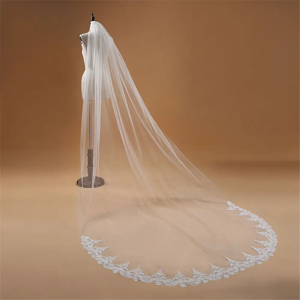 Top Trends: Voile Mariage 3 M One Layer Lace Edge White Ivory Cathedral Wedding Veil Long Bridal Cheap Women Accessories Veu De Noiva Shoppable Styles