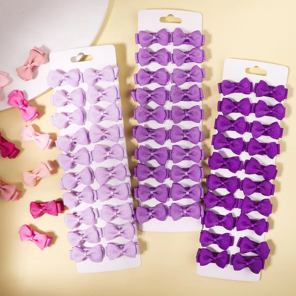 Top Trends: 20Pcs / Set 1.4&#039;&#039; Mini Bows Hair Clips For Baby Girls Kids Solid Color Bows Hairpins Barrettes Handmade Headwear Hair Accessories Shoppable Styles