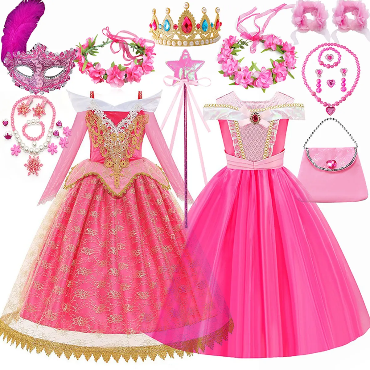 Top Trends: Girls Sleeping Beauty Aurora Cosplay Princess Dress Kids Rapunzel Frozen Elsa Cinderella Costume Party Clothing 2-12Years Shoppable Styles