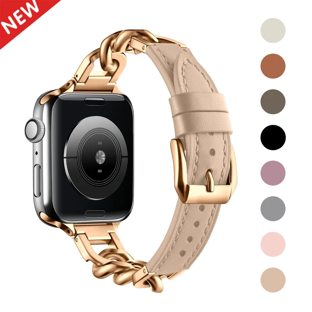 Top Trends: Strap For Apple Watch Ultra Band 49mm 45mm 41mm 44mm 40mm 42mm Stainless Steel Chain Leather Bracelet IWatch Series 8 7 6 4 Se Shoppable Styles