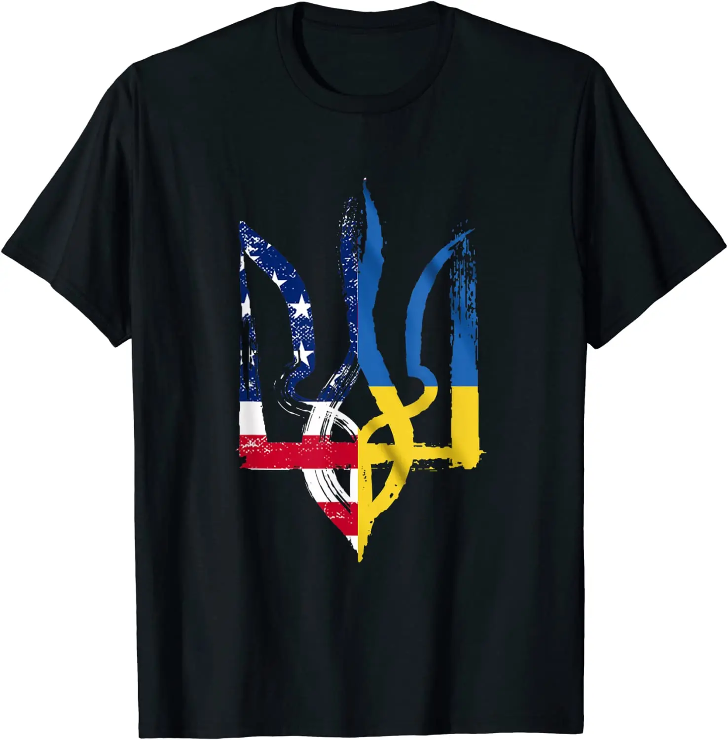 Top Trends: Vintage Ukraine American Flag Ukrainian Trident Men T-Shirt Short Sleeve Casual 100% Cotton O-Neck Summer Shirt Shoppable Styles