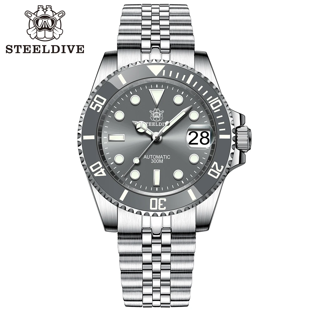 Top Trends: STEELDIVE Brand SD1953 Gray Dial Stainless Steel NH35 Watch Ceramic Bezel 41mm Sapphire Glass Men Dive Watches Reloj Hombre Shoppable Styles