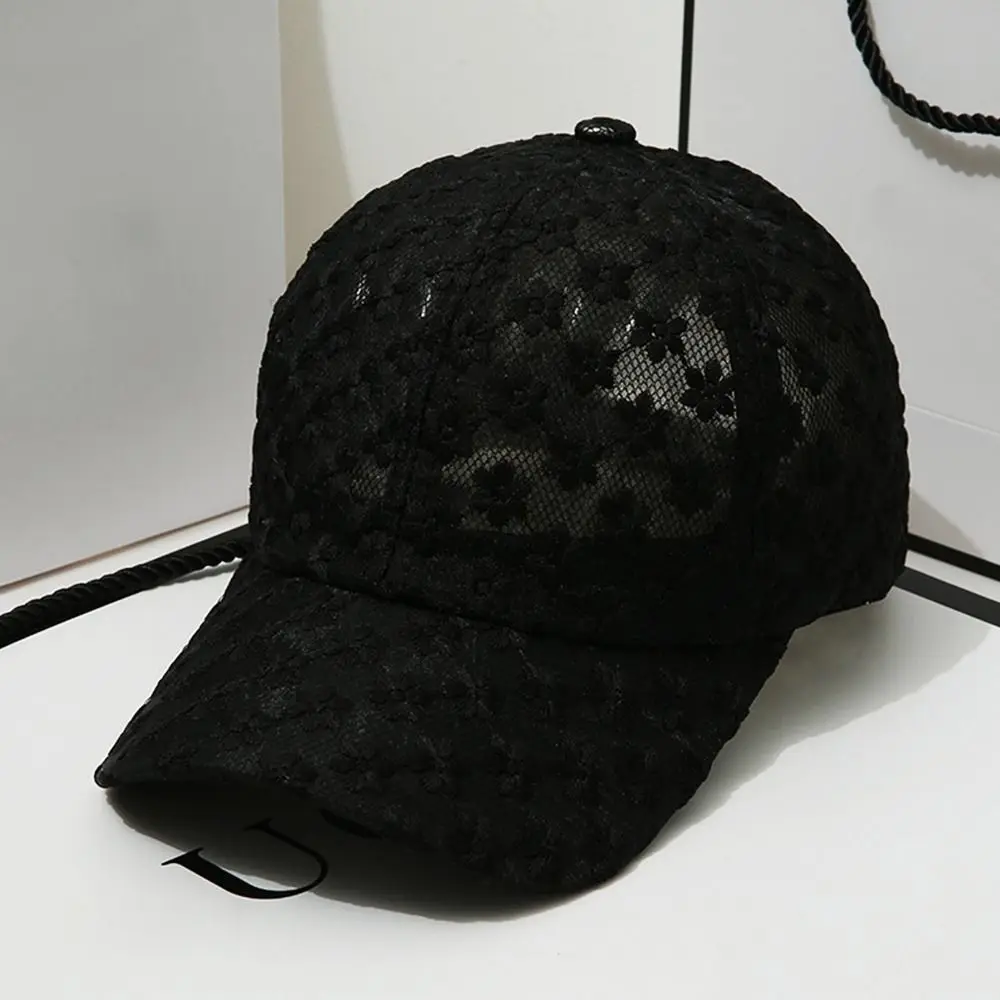 Top Trends: Charming Lace Flower Thin Baseball Cap Women Summer Outdoor Sunscreen Sun Hollow Hat Breathable Adjustable Cap Visors Beach Hat Shoppable Styles