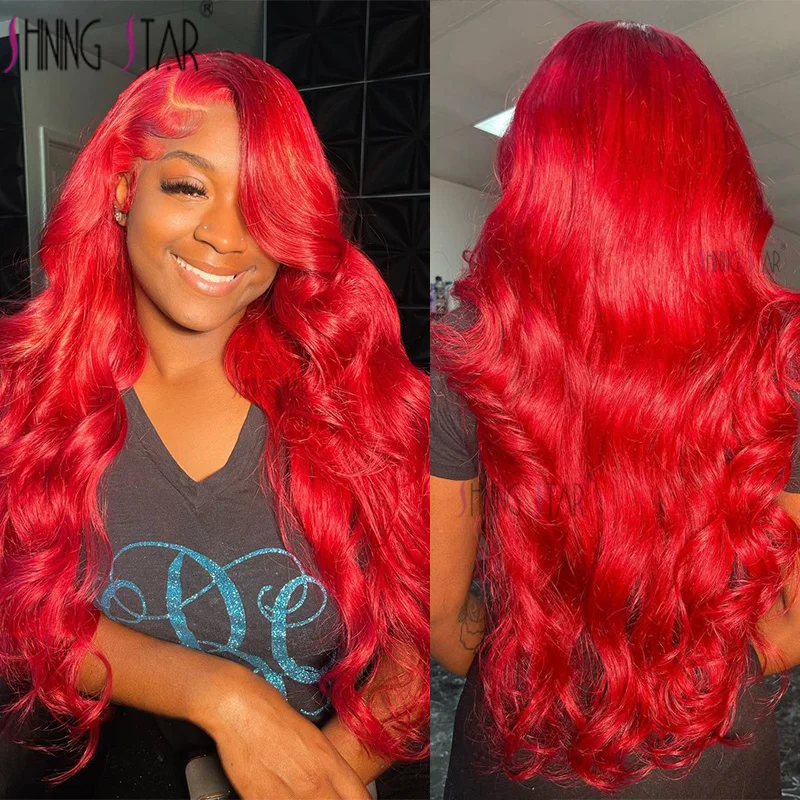 Top Trends: Hot Red Body Wave 13X6 Transparent Lace Front Wigs Pre Plucked 180 Density Glueless Human Hair 13X4 Lace Frontal Wig Black Women Shoppable Styles