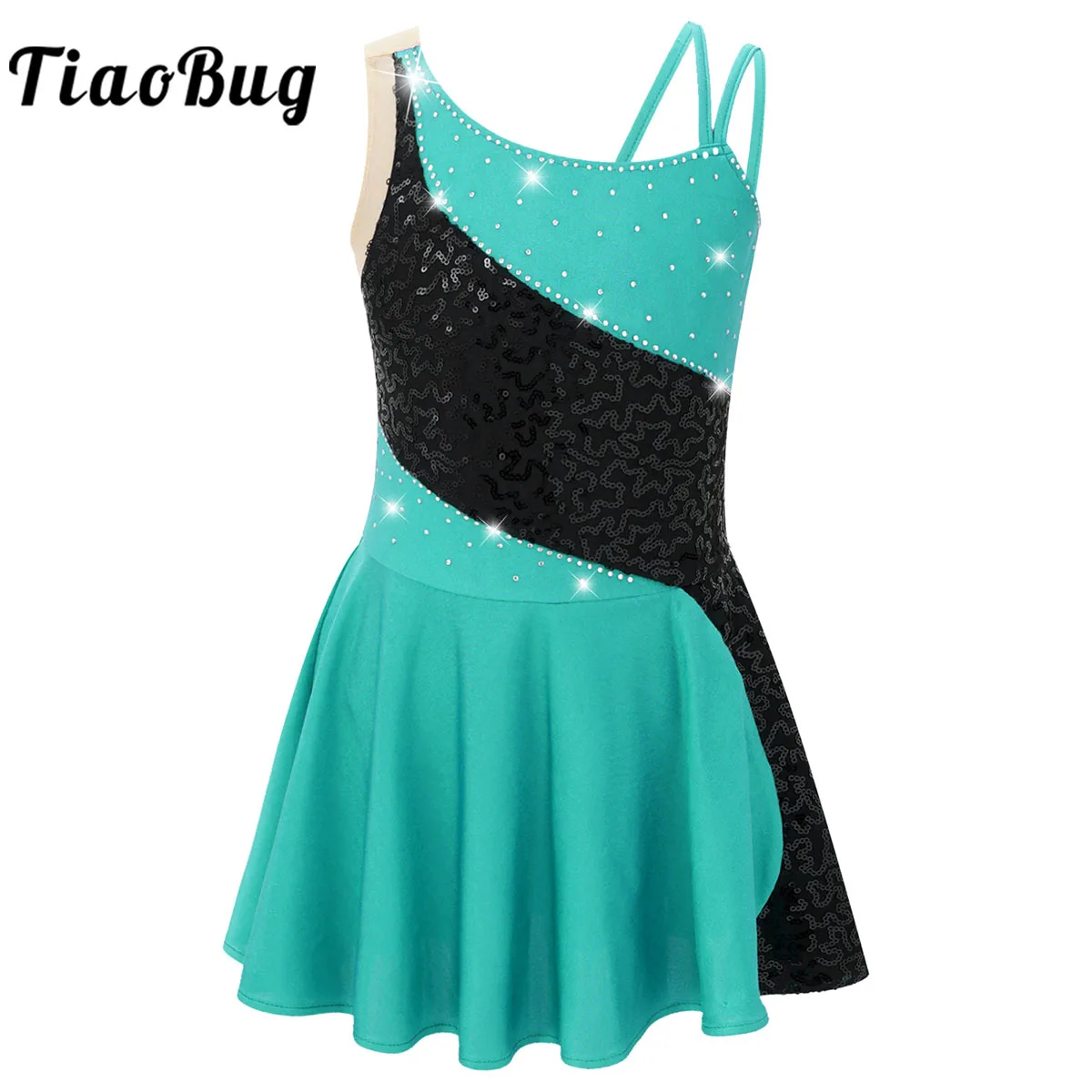 Top Trends: Rhinestone Figure Ice Skating Dress Kids Girls Sleeveless Ballet Gymnastics Skirted Leotard Roller Skating Ballroom Dancewear Shoppable Styles