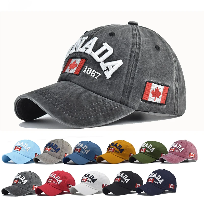 Top Trends: Baseball Cap CANADA Letter Embroidery Leisure Fashion Sun Hat Spring Autumn Washed Denim Baseball Sport Cap Hip Hop Fitted Cap Shoppable Styles