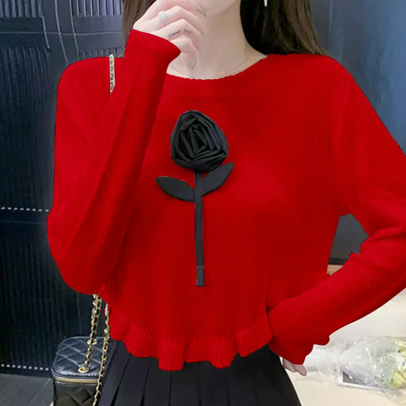 Top Trends: Fashion Knitted Spliced Ruffles Irregular Sweaters Women's Clothing 2023 Autumn Winter Loose Casual Pullovers Korean Tops Shoppable Styles