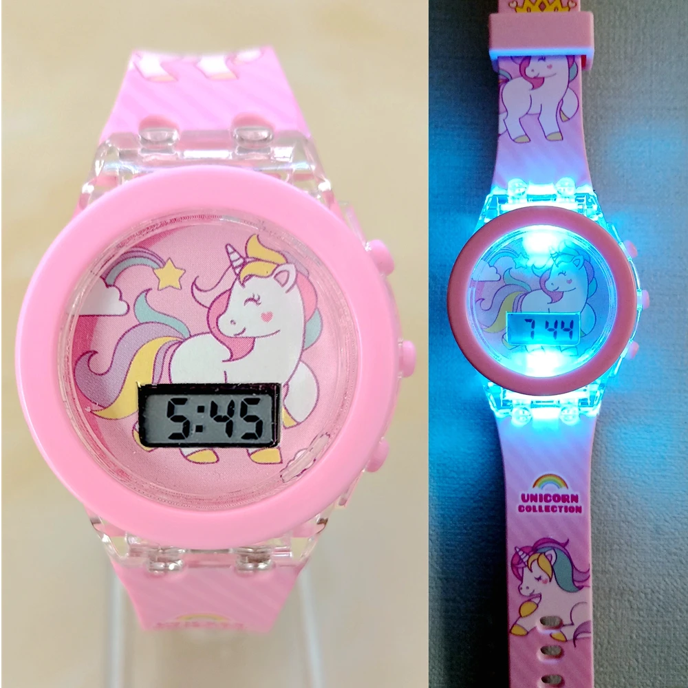 Top Trends: Cute Unicorn Children&#039;s Watches For Kids Collection Digital Electronic Flash Glow Up Light Colourful Girls LED Clock Birthday Shoppable Styles