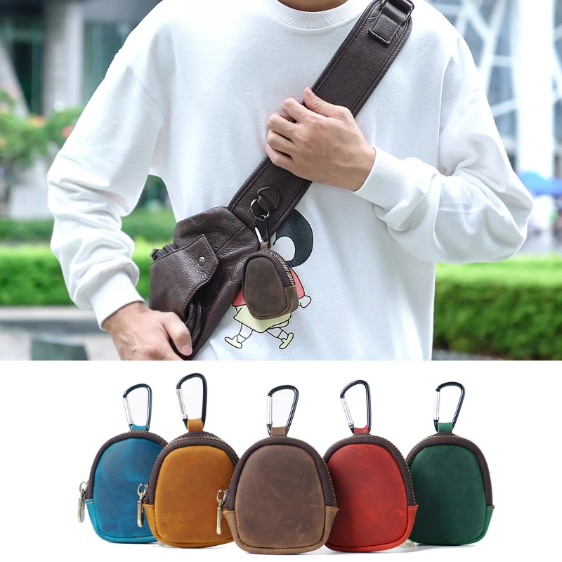 Top Trends: Genuine Leather Wallet Bags Shell Bag Cowhide Small Hand Coin Purse Card Holder Key Lipstick Earphone Storage Pouch Case Shoppable Styles - Image 5