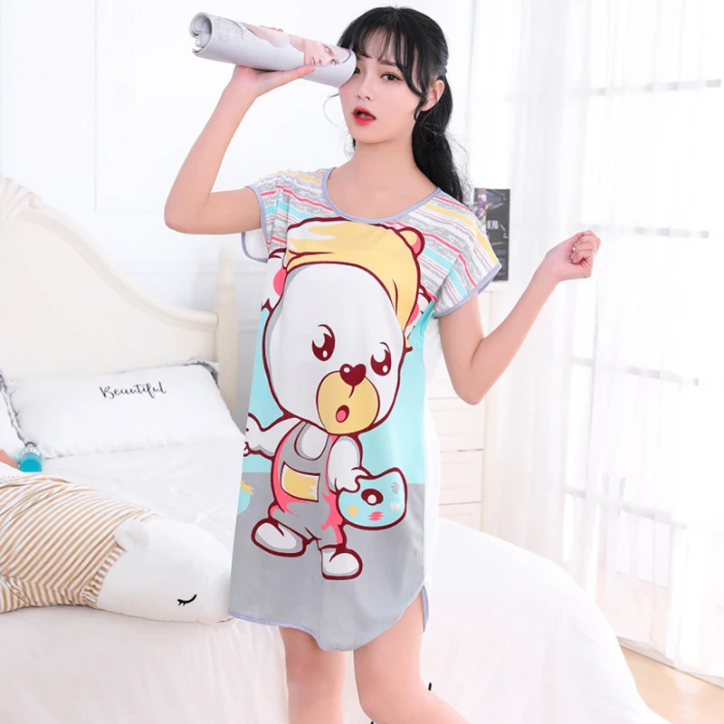 Top Trends: Women Printed Cartoon Sexy Sleepwear Round Neck Lingerie Cute Nightdress One Piece Thin Summer Female Pajamas Nighty Home Wear Shoppable Styles - Image 3