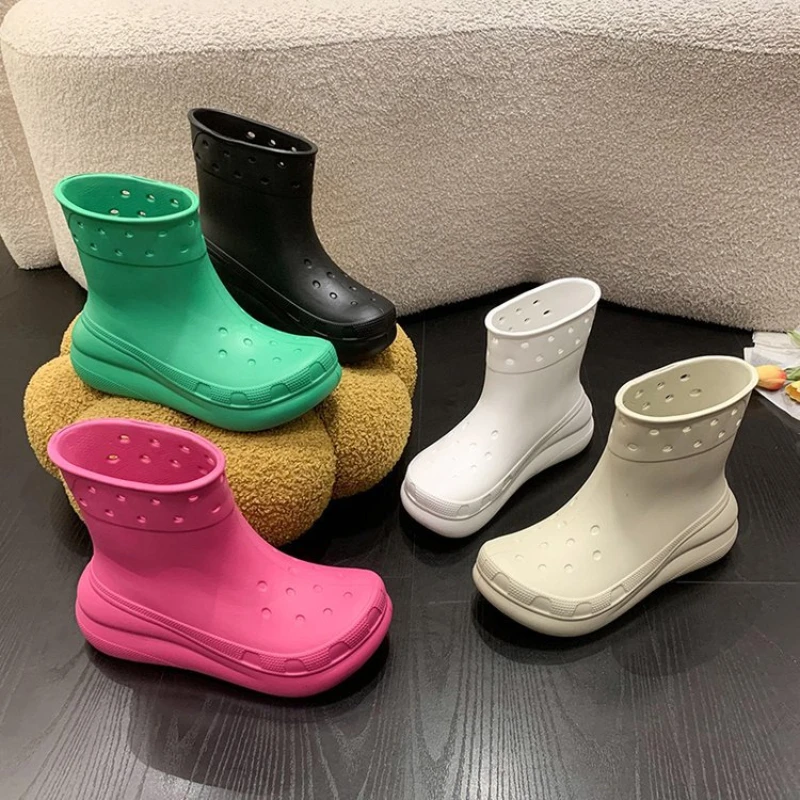 Top Trends: Unisex Water Boots Clogs Height Increasing Slip-on Women Man High Quality Thick Bottom Platform Rainboots Non-Slip EVA Boots Shoppable Styles