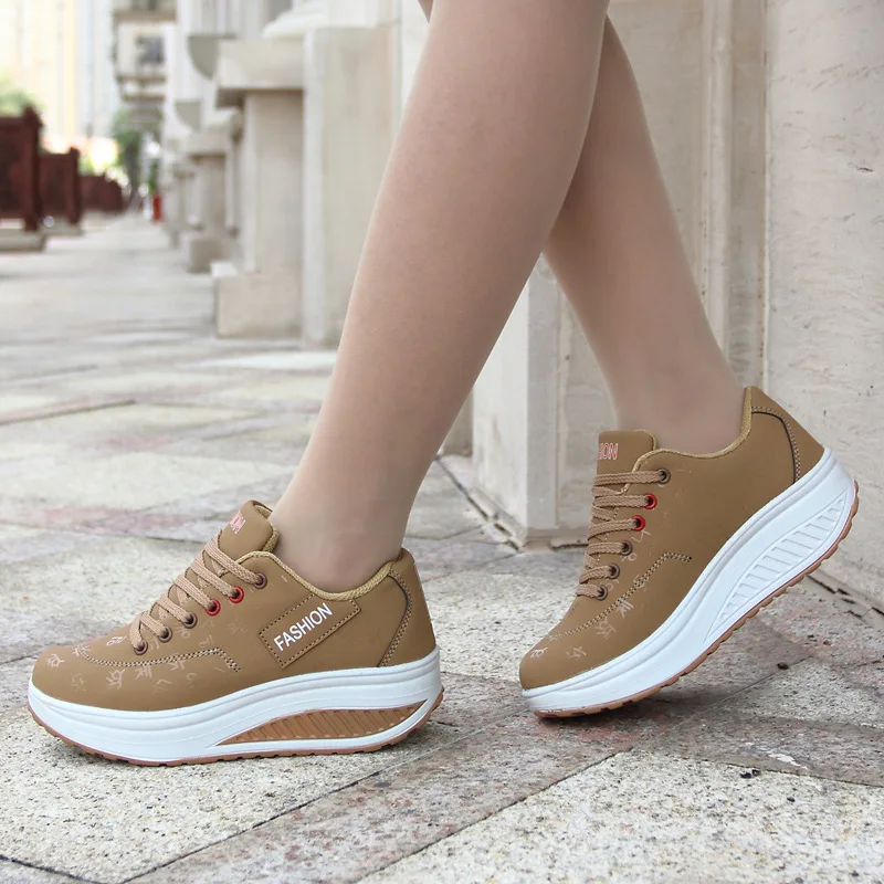 Top Trends: 2022 Shoes For Women Autumn Fashion Platform Sneakers Women Plus Size Lacing Casual Sport Shoes Wedge Loafers Zapatos De Mujer Shoppable Styles - Image 3