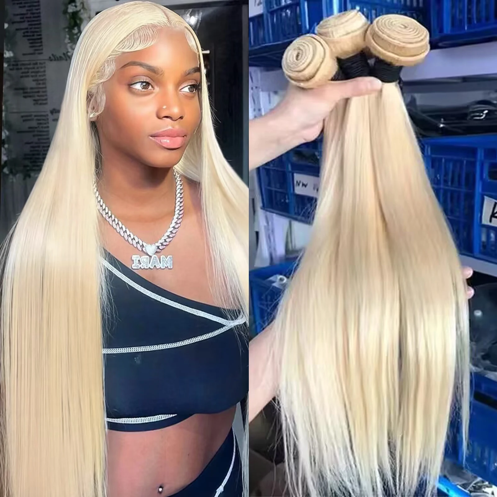 Top Trends: 30 32 Inch Blonde Human Hair Bundles 613 Straight Human Hair Bundles Brazilian Remy Hair Weave Extensions For Women Can Be Dyed Shoppable Styles