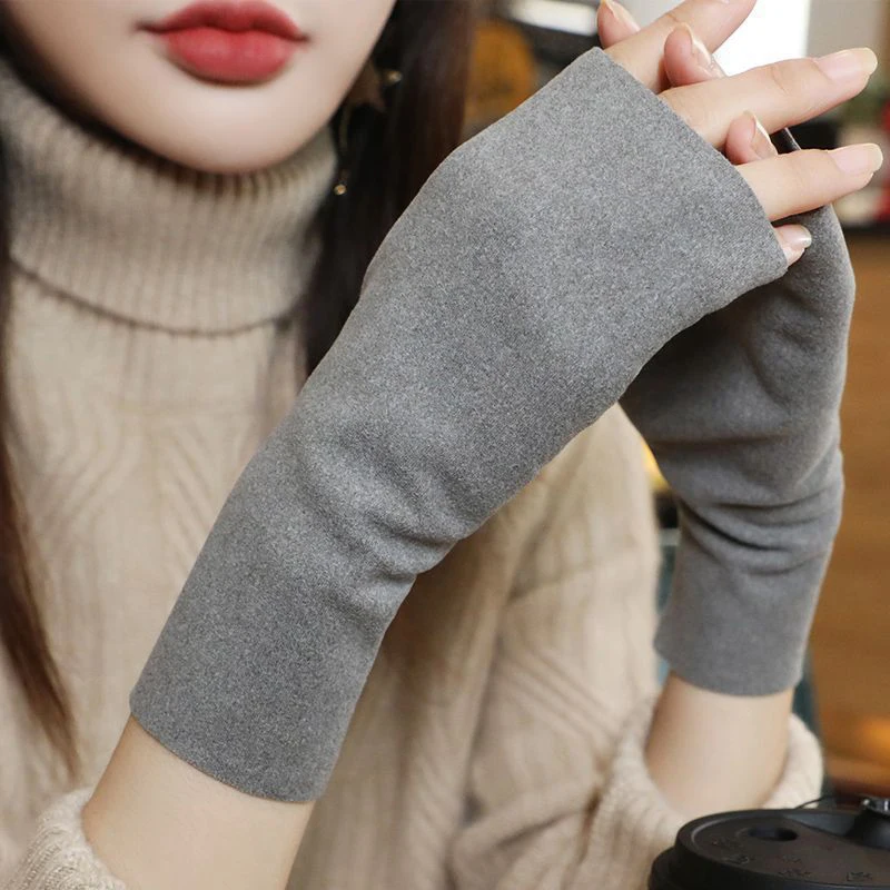 Top Trends: Autumn Winter Warm Half-finger Gloves Sports Cycling Mittens Women's Hip-Hop Solid Soft Work Driving Gloves Shoppable Styles