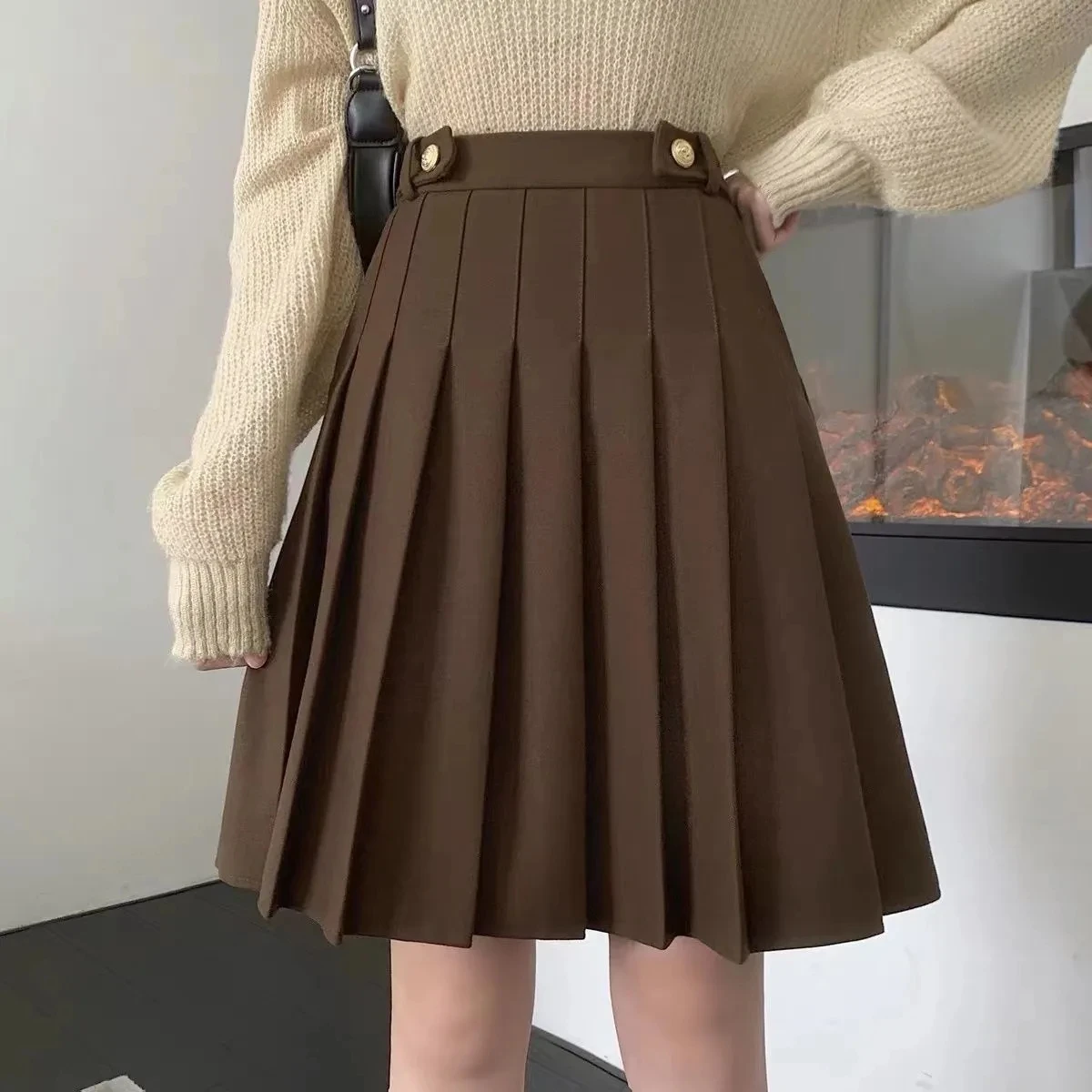 Top Trends: Large Size Tweed Pleated Skirt Women's Autumn Winter High Waist Half-body Versatile Fashion Skinny A-line Student School Shoppable Styles