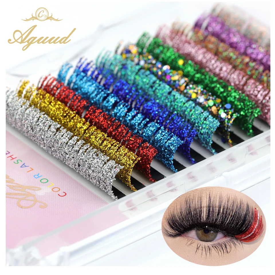 Top Trends: NEW Mix Colors Glitter Fashion Shiny Colorful False Eyelash Extension Russian Volume Individual Lashes Christmas Party Makeup Shoppable Styles