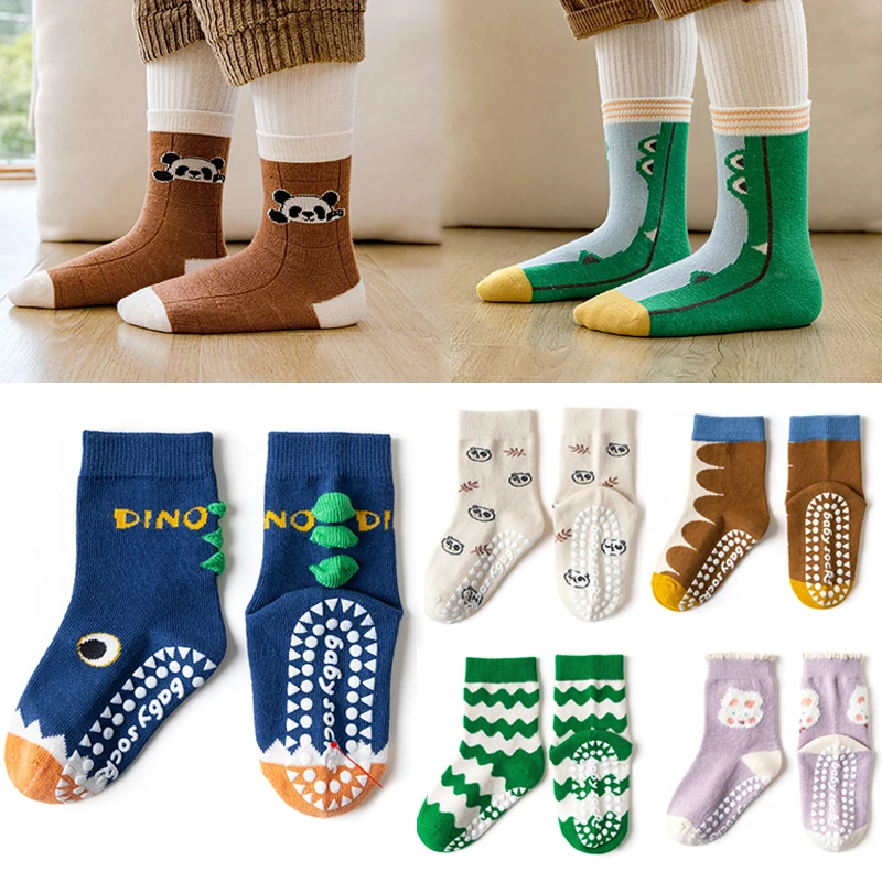 Top Trends: Children's Cotton Non-slip Socks Dispensing Floor Socks Middle Tube Socks Trampoline Socks 1-12 Years Old Children's Socks Shoppable Styles