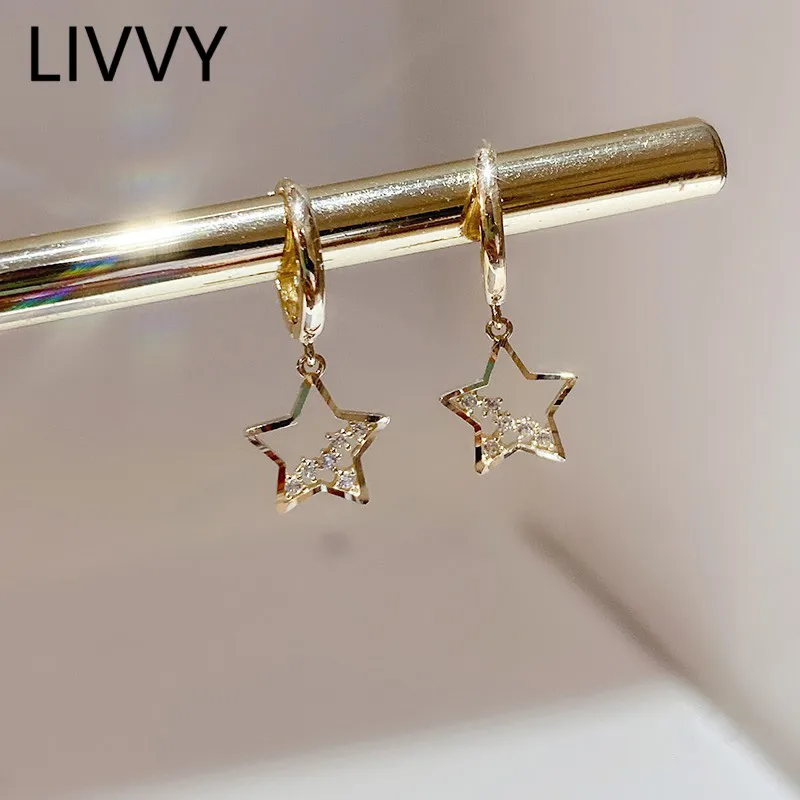 Top Trends: LIVVY New Fashion Korean Charm Drop Earrings For Women Trendy Simple Star Zircon Elegant Jewelry Gifts Shoppable Styles