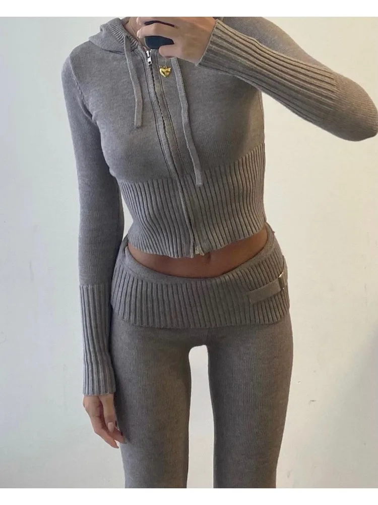 Top Trends: Tossy Knit Fashion 2 Piece-Set Trousers Hoodie Tracksuit Women Crop Top Knitwear And Women&#039;s Pants Sets Female Trousers Outfits Shoppable Styles