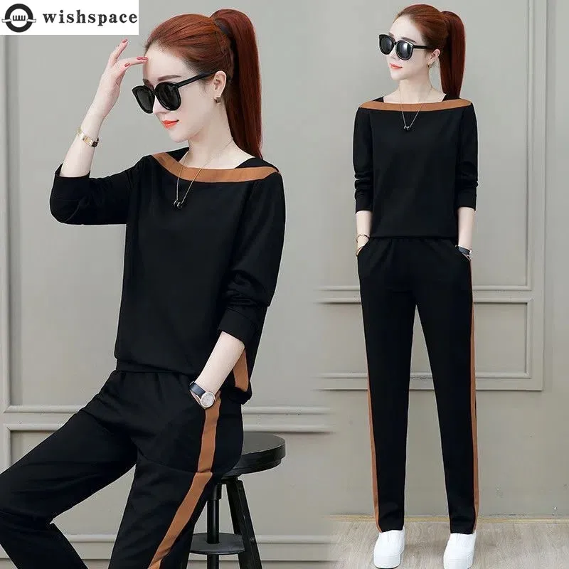 Top Trends: Spring And Autumn 2022 New Korean Long Sleeve Casual Sports Suit Western Relaxed Slim Pants Elegant Women's Two Piece Set Shoppable Styles