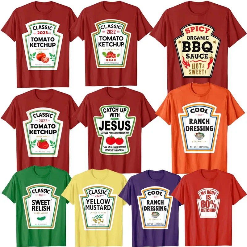 Top Trends: Classic Mayo Mustard Ketchup Costume Matching Couples Groups Halloween T-Shirt Gift Heinz-Tomato-Ketchup BBQ Clothes Tee Tops Shoppable Styles