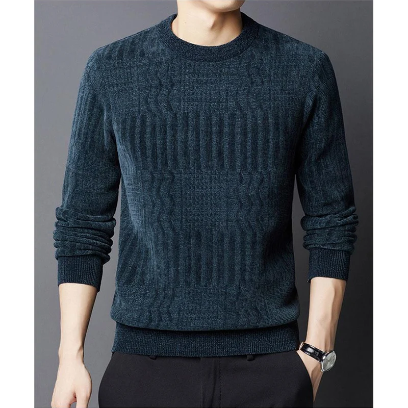 Top Trends: Autumn Winter Solid Fashion Harajuku Sweaters Men All Match Loose Casual Knitting Tops Long Sleeve Pullover Thick Male Clothes Shoppable Styles