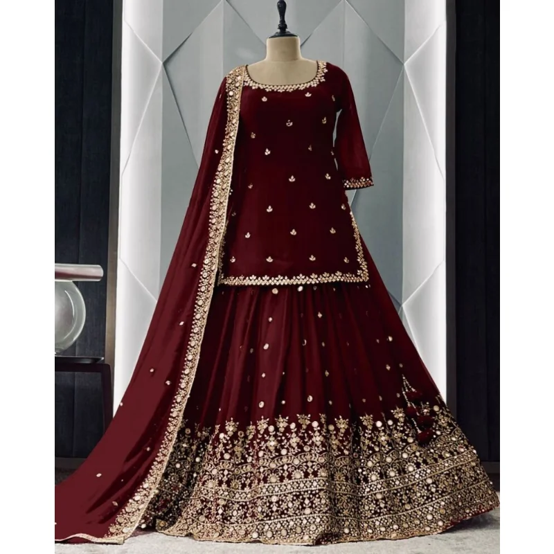 Top Trends: Indian Bridal Lehnga Choli Mirror Work Lehenga Party Bollywood Designer Eid New Shoppable Styles