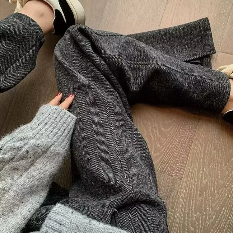 Top Trends: Deeptown Woolen Pants For Women Autumn Winter High Waist Wide Leg Trousers Old Money Style Loose Straight Pants Vintage Fashion Shoppable Styles