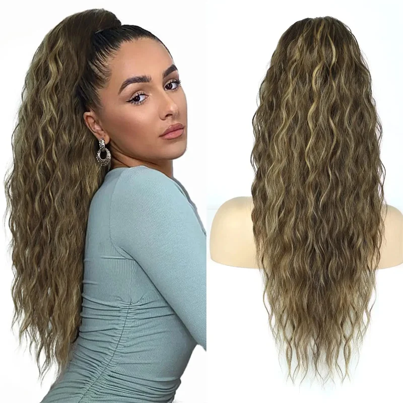 Top Trends: Long Ponytail Extensions For Black Women Synthetic Fiber Curly Wavy Drawstring Ponytail Hair Extension Fake Pony Tail Hairpieces Shoppable Styles