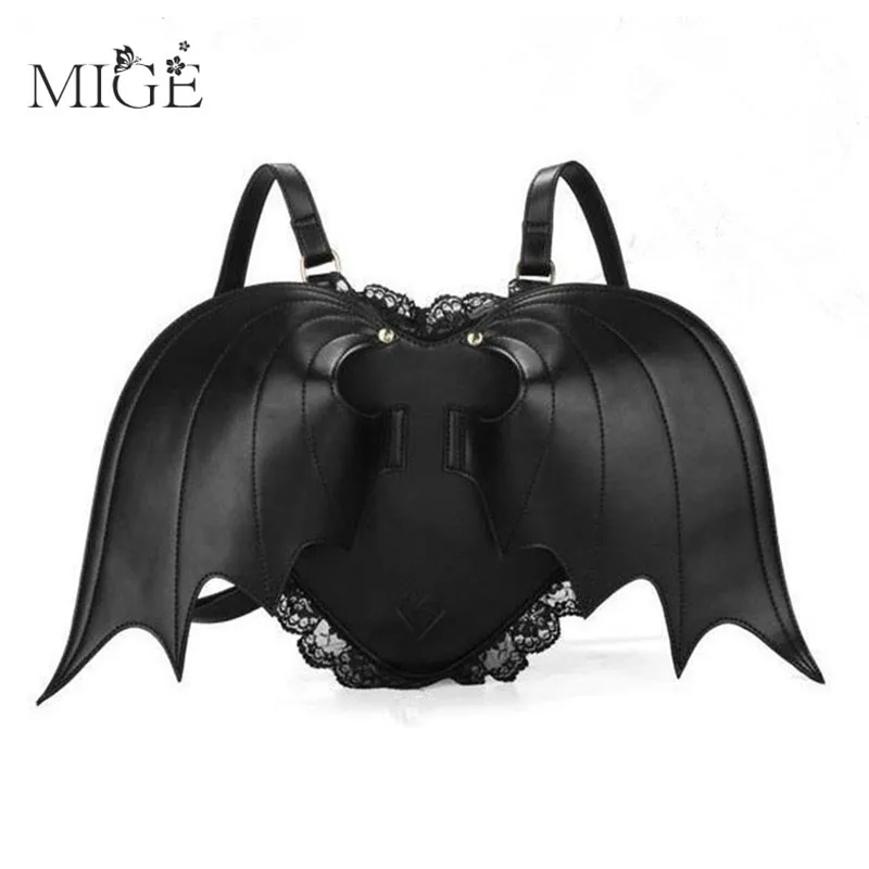 Top Trends: Mini Women's Backpacks 2022 Trend Heart Lace Female Bag Small Halloween Bags Black Bat Wings Rucksack For Girls Fashion Backpack Shoppable Styles