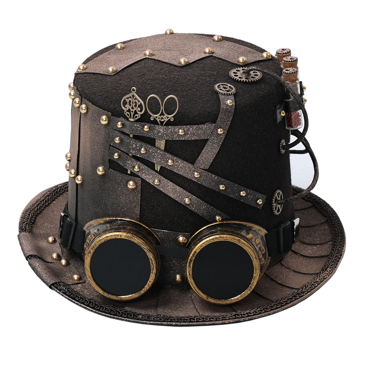 Top Trends: Goth Punk Hat Men Women Handmade Halloween Party Carnival Magic Cosplay Fedora Bowler Hat Steampunk Accessories Shoppable Styles - Image 3