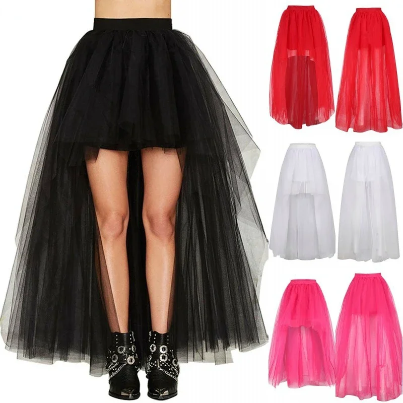 Top Trends: Black Tulle Long Petticoat Rockabilly 3 Layers High Low Woman Tutu Skirt Underskirt Slips Wedding Accessories 2022 Shoppable Styles