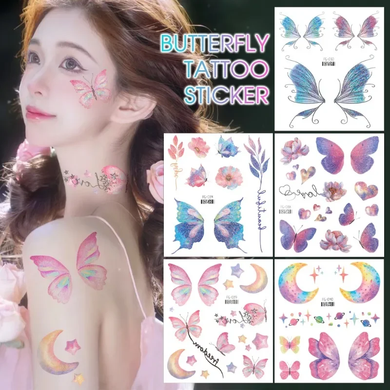 Top Trends: Music Festival Glitter Butterfly Temporary Tattoo Stickers Shiny Wings Fake Tattoo Waterproof Hand Body Art Festival Face Makeup Shoppable Styles - Image 4