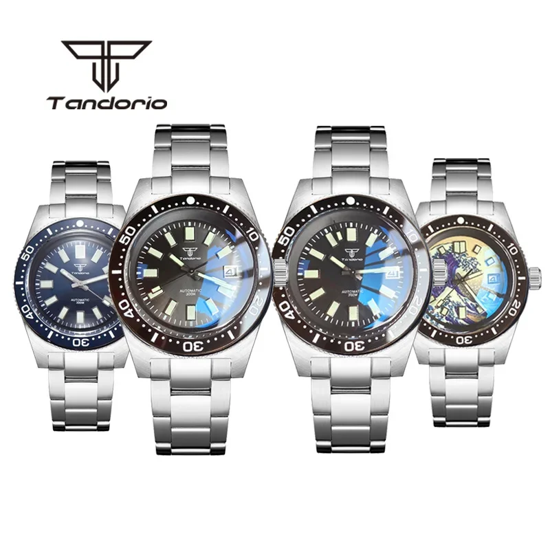 Top Trends: Tandorio 300M 41mm 62mas Automatic Men Wristwatch NH35A PT5000 Domed AR Sapphire Crystal Rotating Bezel Date Rubber / Steel Band Shoppable Styles