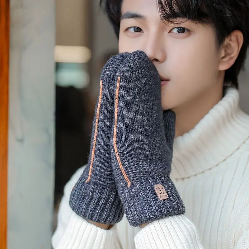 Top Trends: Winter Double-layer Gloves Plus Velvet Thickening Men's Gloves Student Outdoor Cycling Warm And Cold Full Finger Mittens Shoppable Styles