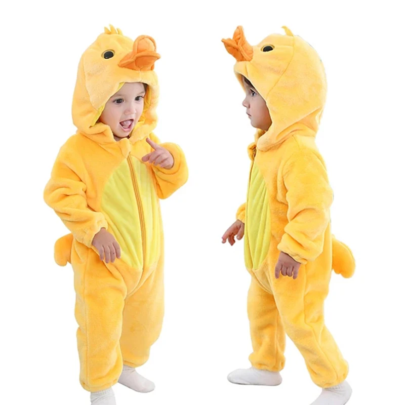 Top Trends: Umorden Baby Yellow Duck Costume Cosplay Kigurumi Cartoon Animal Rompers Infant Toddler Jumpsuit Flannel Halloween Fancy Dress Shoppable Styles