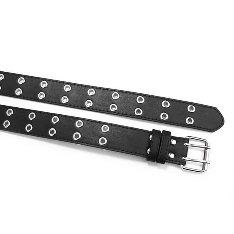 Top Trends: Punk PU Leather Belt For Child Double Holes Metal Pin Buckle Kids Waist Strap Boys Girls Jeans Pants Black Waistband Shoppable Styles - Image 6