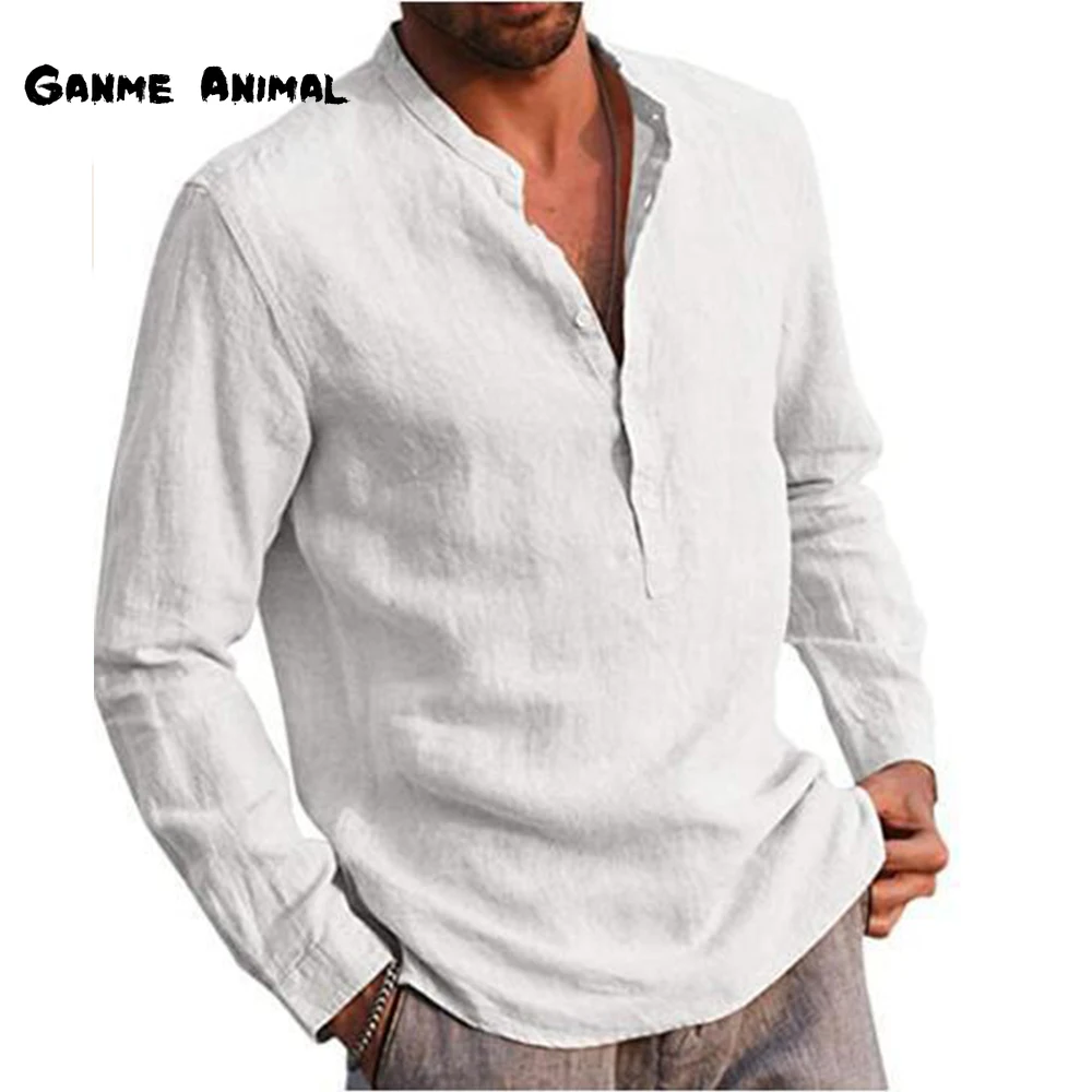 Top Trends: Linen Hot Sale Men's Long-Sleeved Shirts Casual Solid Color Lapel Shirt Collar Casual Beach Style Plus Size S-5XL Shoppable Styles