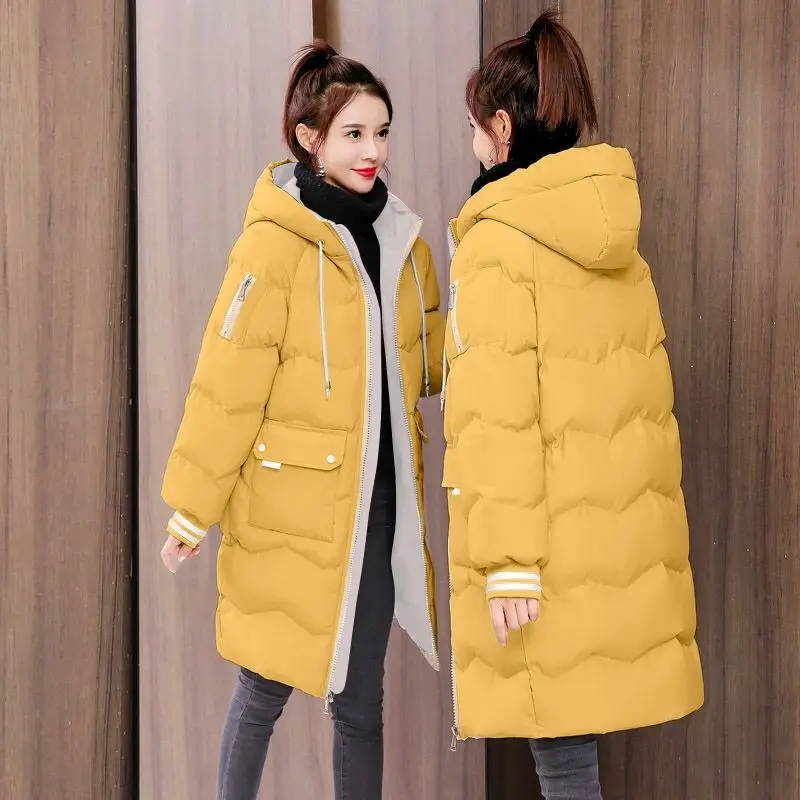 Top Trends: 2023 New Winter Coat Women Down Cotton Jacket Loose Large Thick Mid Length Version Outwear Hooded Overcoat Warm Parkas Shoppable Styles - Image 4