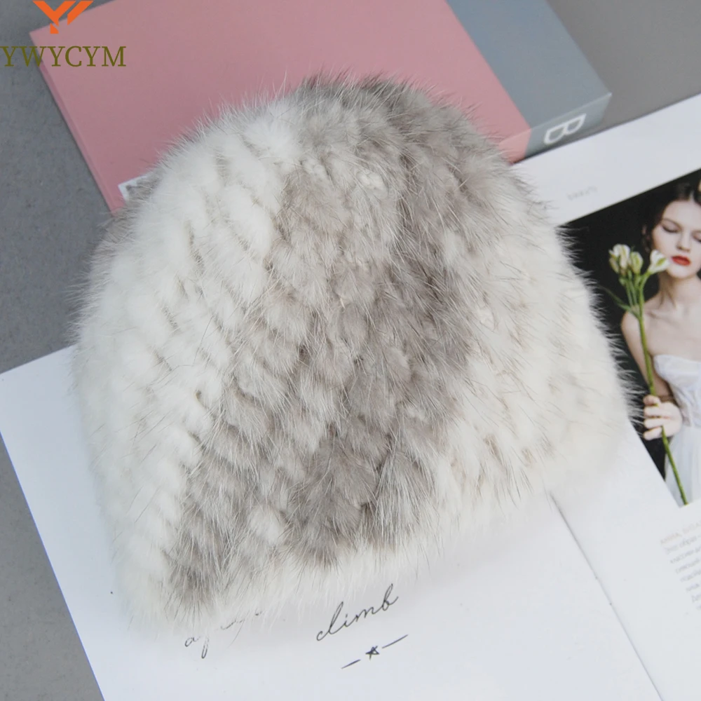 Top Trends: New Knitted Genuine Natural Mink Fur Hat Cap Headgear Headdress Women Warmer Wholesale Shoppable Styles