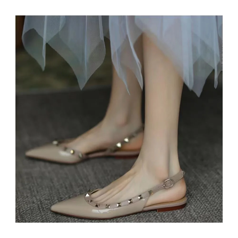 Top Trends: Women's Low Heels Slingback Shoes Woman Spring Summer Flats Elegant Party Sandals Sexy Rivet Dress Loafers Luxury Urban Trendyol Shoppable Styles - Image 2