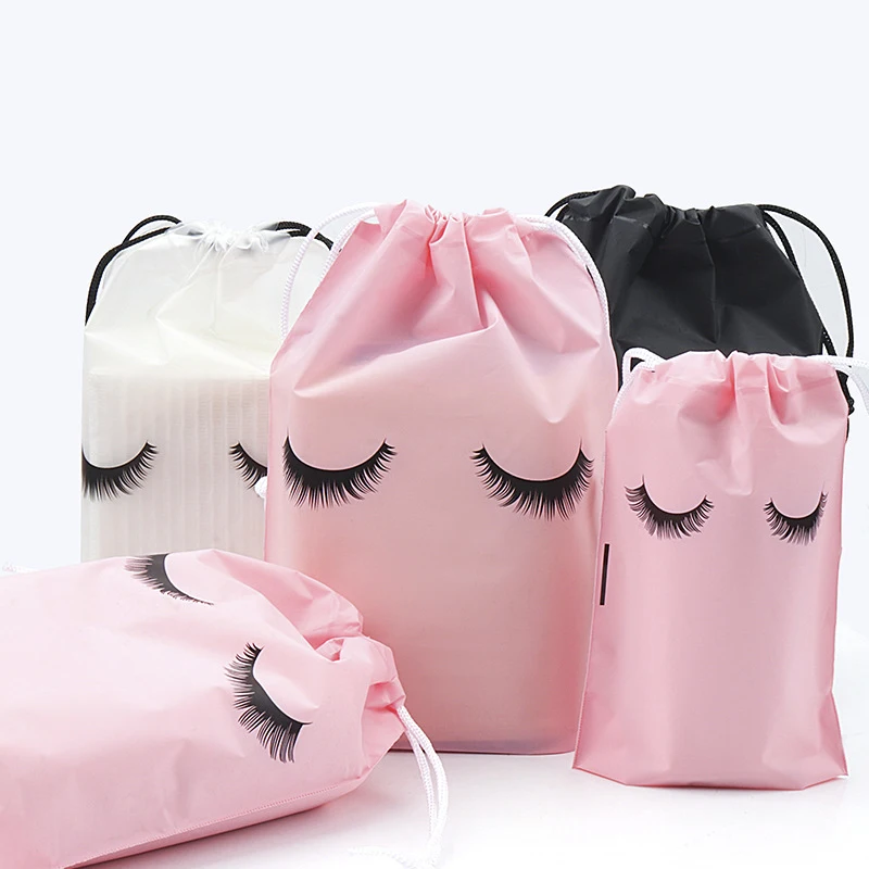 Top Trends: 20 / 50PCS Eyelash Extension Drawstring Bag Reusable Plastic Aftercare Bags Lashes Lipstick Travel Pouch Makeup Tools Wholesale Shoppable Styles