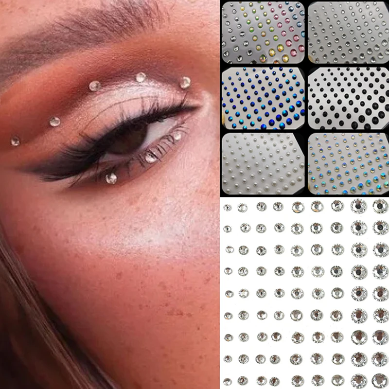 Top Trends: Mixed Size Eyeshadow Diamond Stickers For Face Body Festival Decoration Self Adhesive Colored Diamonds Stickers Nail Rhinestone Shoppable Styles