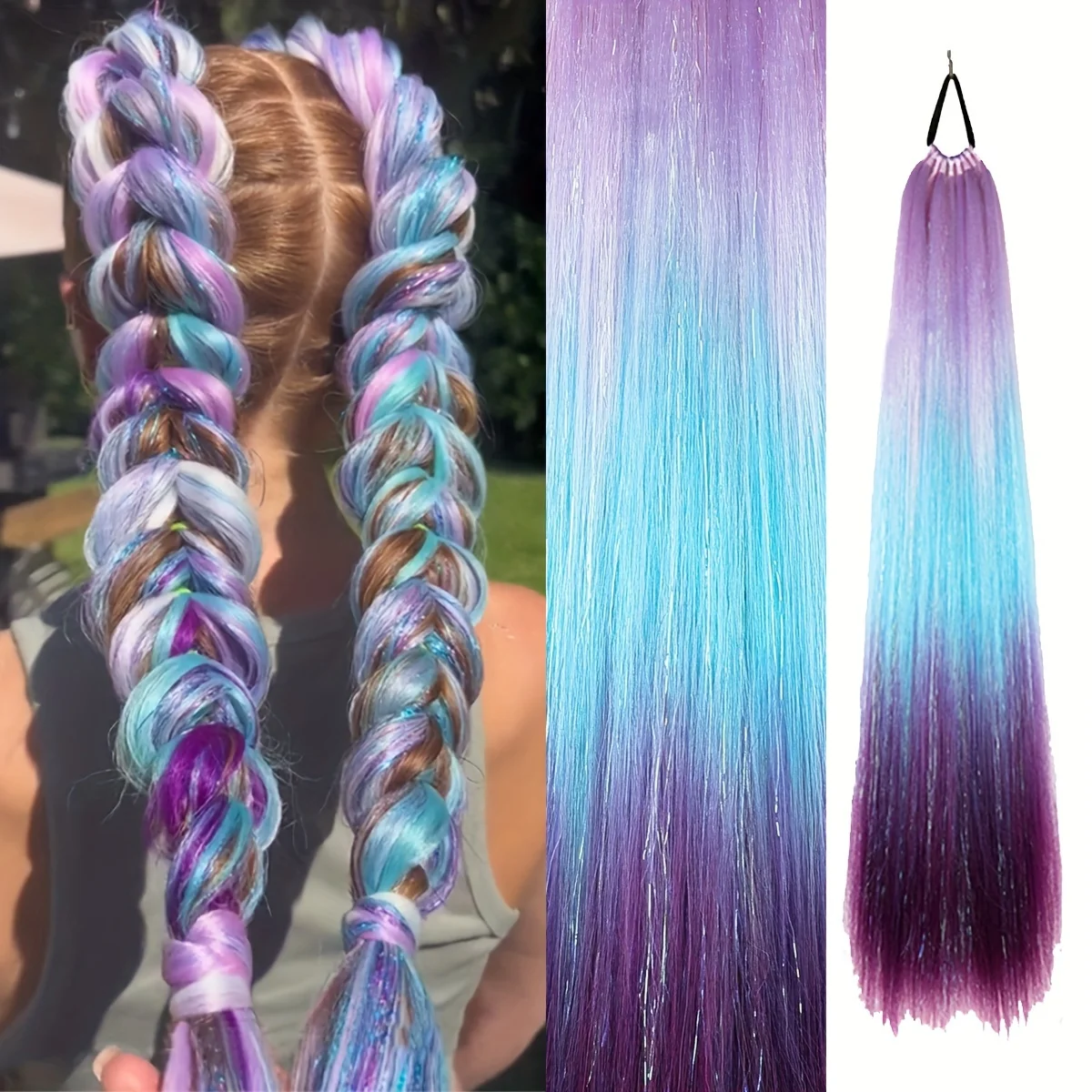 Top Trends: Ombre Hair Extensions Hair Tinsel 26&quot; Jumbo Ponytail Extension For Braiding Hair On Hair Tie Loose Tinsel Hair Extensions Shoppable Styles