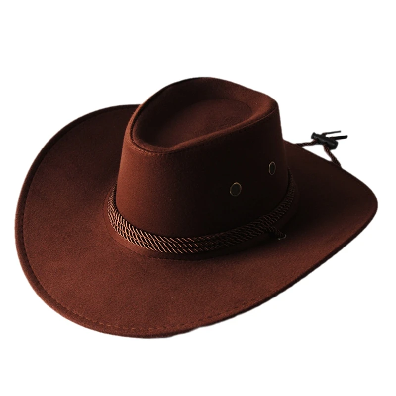 Top Trends: Men&#039;s Cool Sun Hat Solid Color Cool Western Cowboy Hat Plain Solid Color Men&#039;s Peaked Cap Large Western Rope Knight Cowboy Hat Shoppable Styles