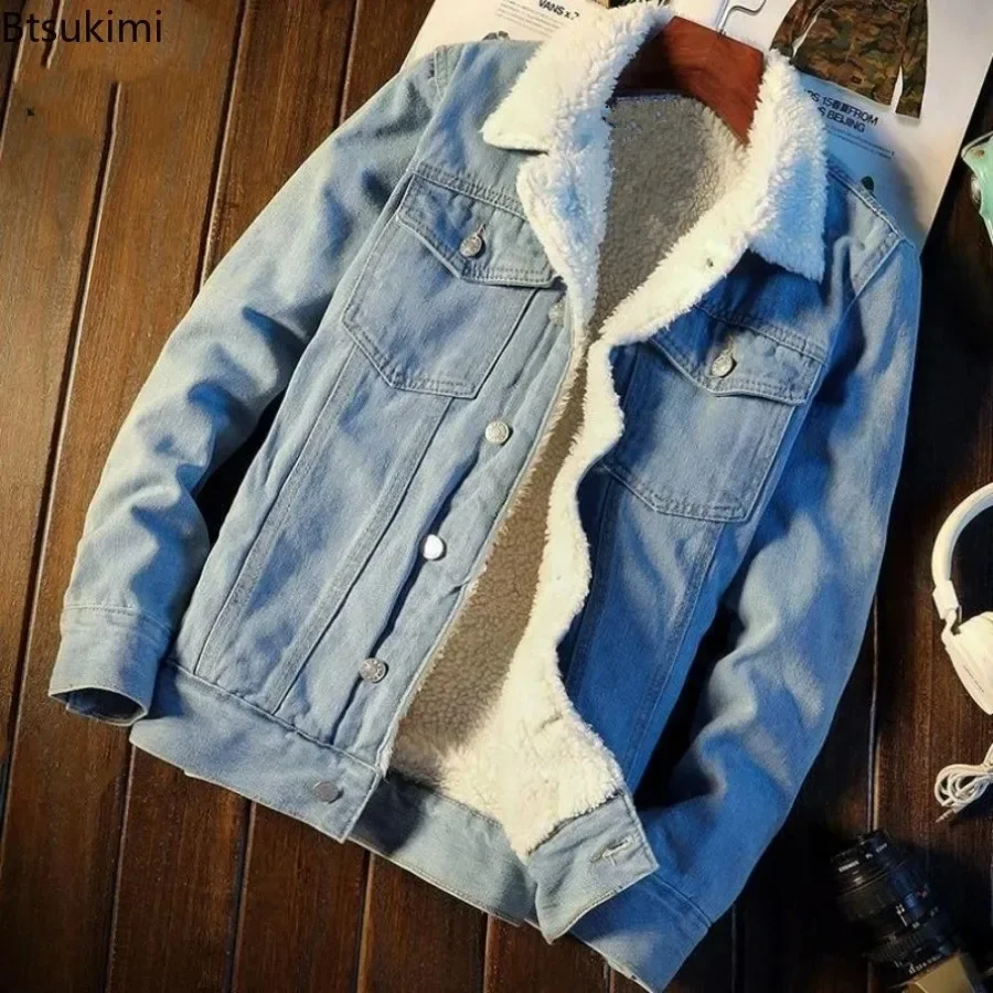 Top Trends: New 2024 Men&#039;s Warm Denim Jackets Fashion Men Fleece Thick Warm Jeans Jacket Male Casual Slim Outwear Windbreaker Cowboy Coats Shoppable Styles