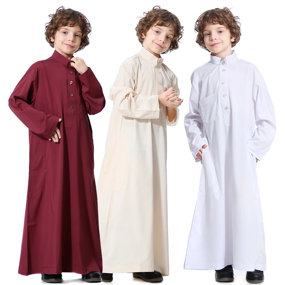 Top Trends: Muslim Children Abaya Ramadan Jubba Prayer Thobe Boy Long Dress Kids Caftan Islamic Robe Stand Collar Gown For Kaftan Dubai Arab Shoppable Styles