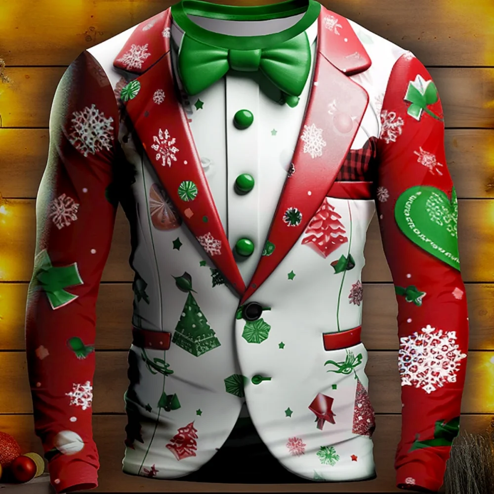 Top Trends: New Christmas Dress Print T-Shirt Cotton For Men Long Sleeve Tops Fashion Designer Clothing Extra Large Size Christmas Clothing Shoppable Styles - Image 3