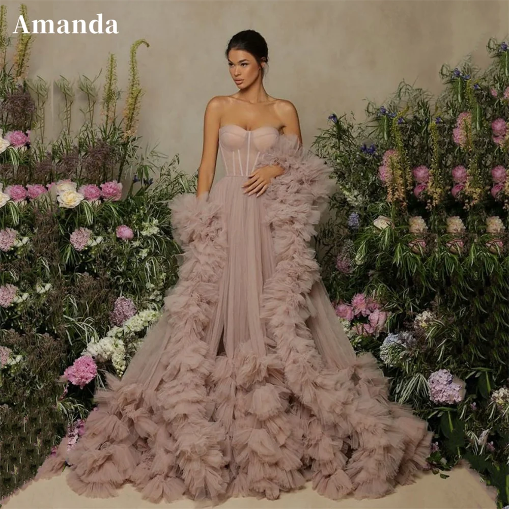 Top Trends: Amanda Sexy Tube Top فساتين سهره فاخره2023 Elegantly Tulle A-line Prom Dresses Princess Crimping FIshbone Vestidos De Noche Shoppable Styles - Image 2