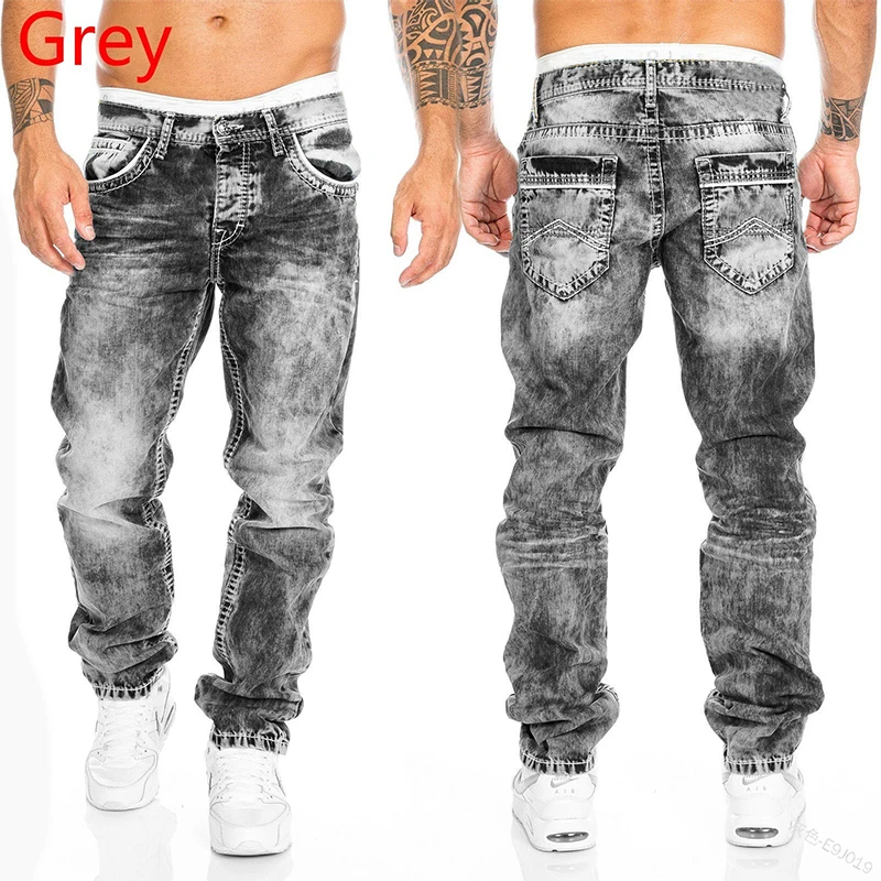 Top Trends: Fashion Straight Jeans For Men Streetwear Cacual Retro Washed Double Stitching Long Denim Pants Hip Hop Slim Fit Punk Trousers Shoppable Styles